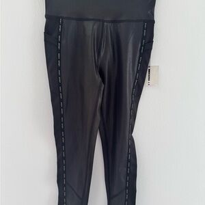 DKNY Black Leggings with Logo Detail